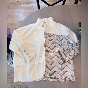 NWOT - POL - Sherpa Jacquard Woven Mix Fabric Jacket